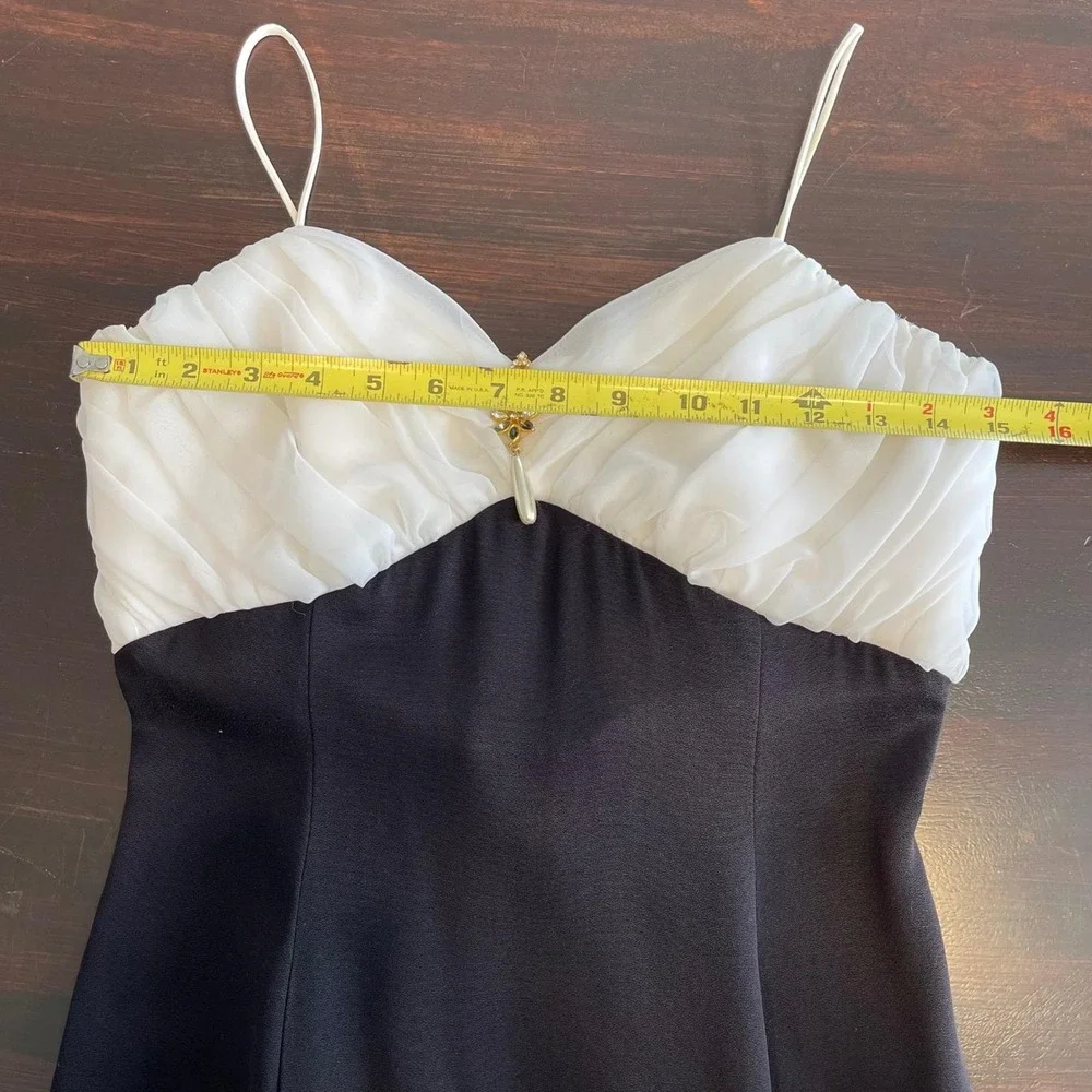 VTG 90s Scott McClintock Black White Formal Evening Gown Maxi Dress‎ Size 6 Prom - Picture 7 of 8